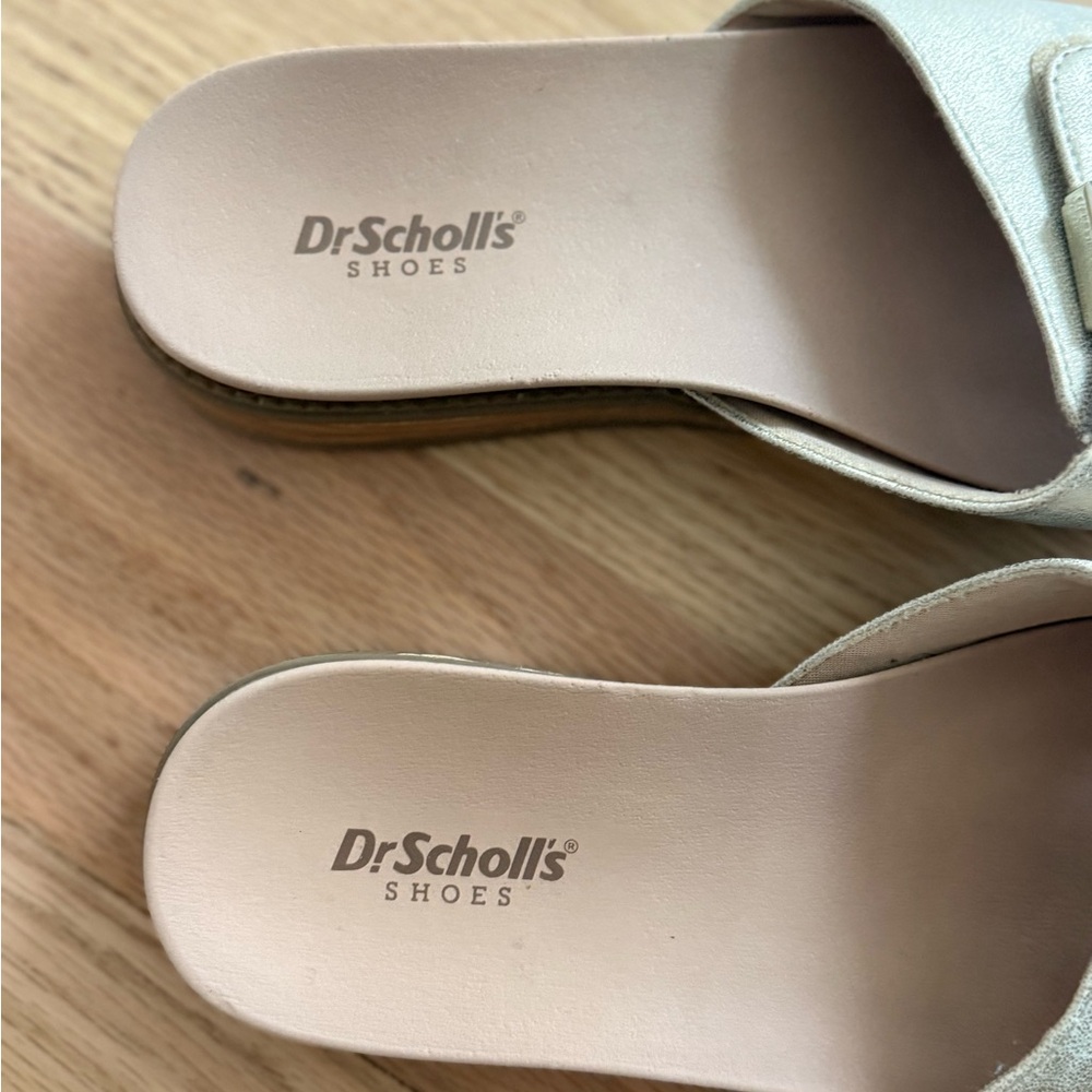 Dr. Scholl's Buckle Slide Sandals Island Icon Silver Metallic 7.5 $80 - Picture 3 of 8